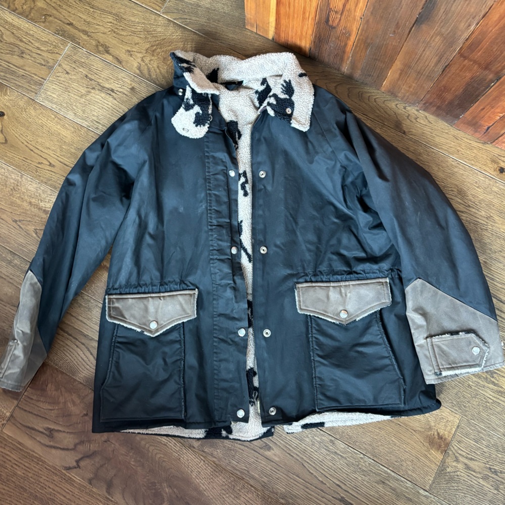 Horse print Sherpa Lining Workers Wax Utility Heritage Woods Farmhouse Jacket
